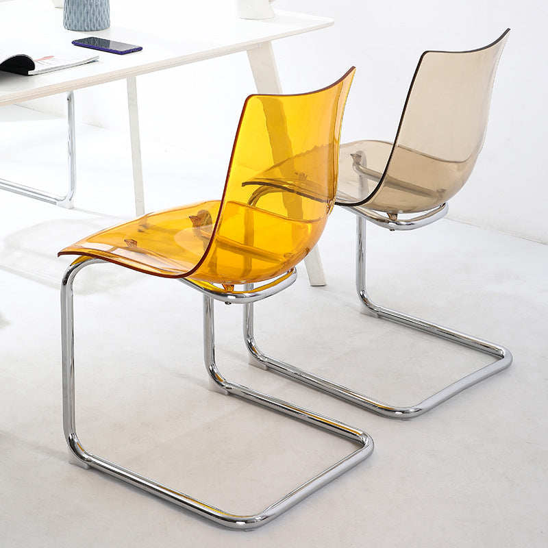 Minimalist Plastic Metal Curved Dining Chair
