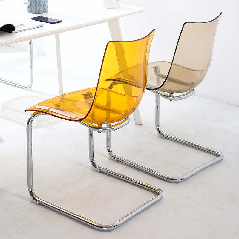 Minimalist Plastic Metal Curved Dining Chair