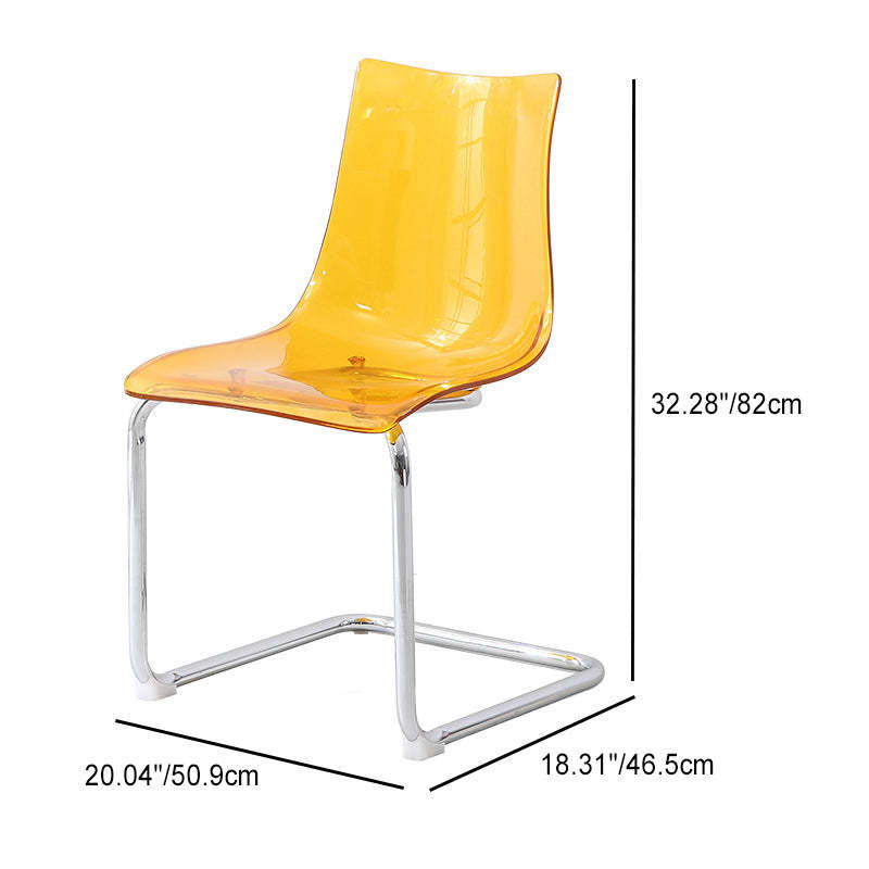 Minimalist Plastic Metal Curved Dining Chair