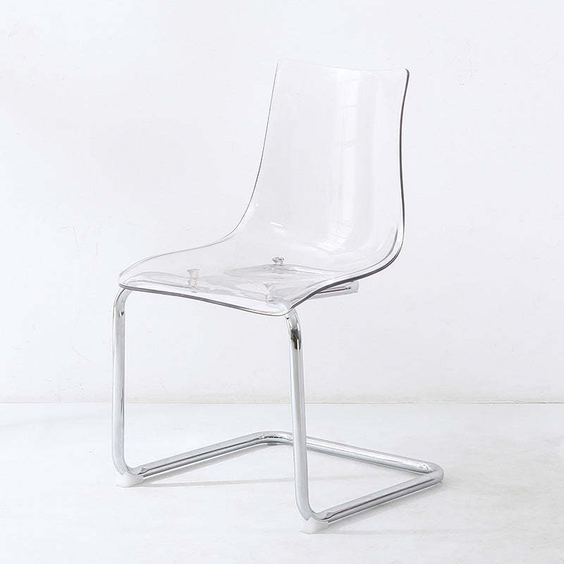 Minimalist Plastic Metal Curved Dining Chair — Clear