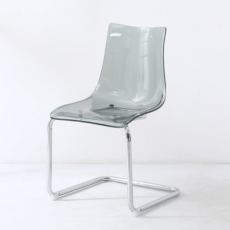Minimalist Plastic Metal Curved Dining Chair — Grey