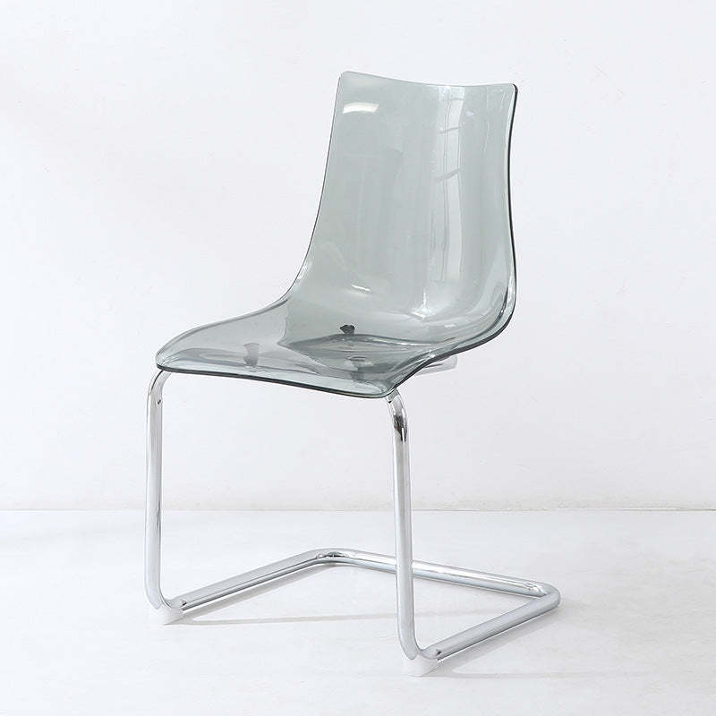 Minimalist Plastic Metal Curved Dining Chair — Grey