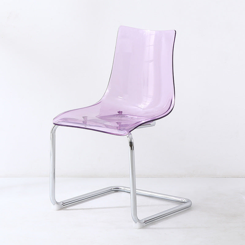 Minimalist Plastic Metal Curved Dining Chair — Purple