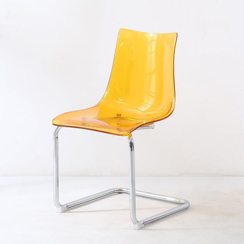 Minimalist Plastic Metal Curved Dining Chair
