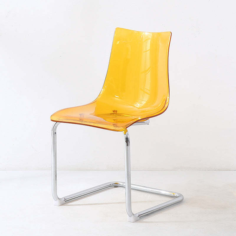 Minimalist Plastic Metal Curved Dining Chair