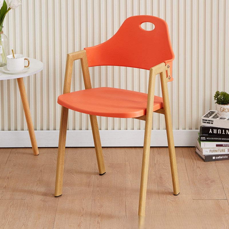 Scandinavian Plastic Wood Oval Dining Chair — Orange