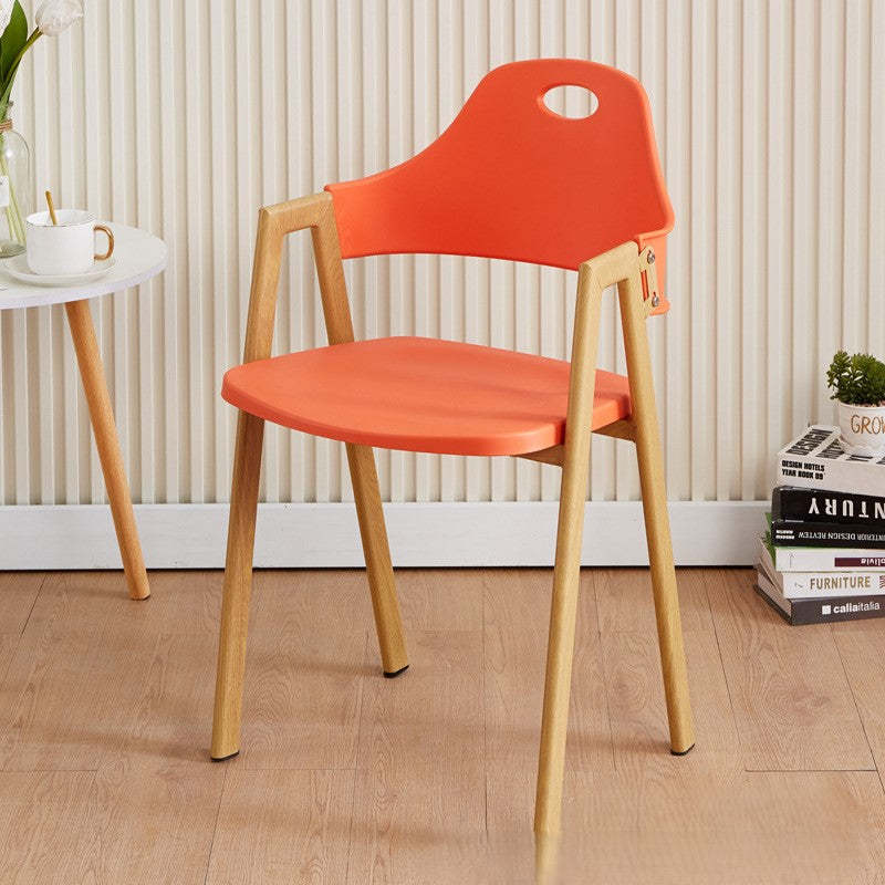 Scandinavian Plastic Wood Oval Dining Chair — Orange
