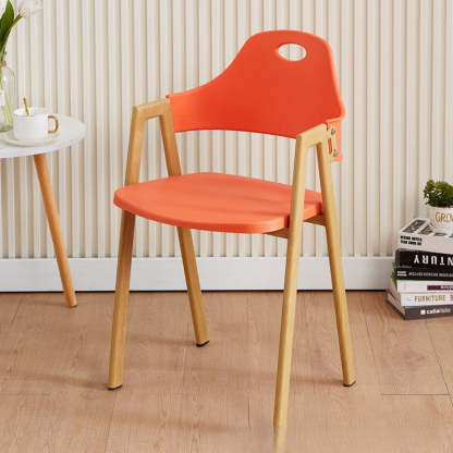 Scandinavian Plastic Wood Oval Dining Chair — Orange