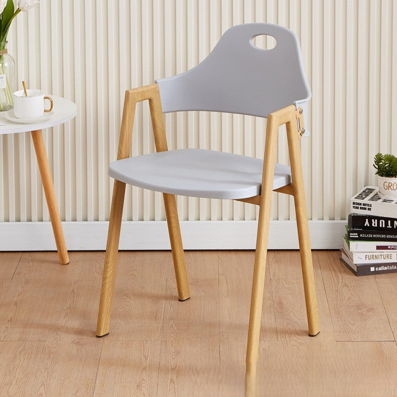 Scandinavian Plastic Wood Oval Dining Chair — Grey
