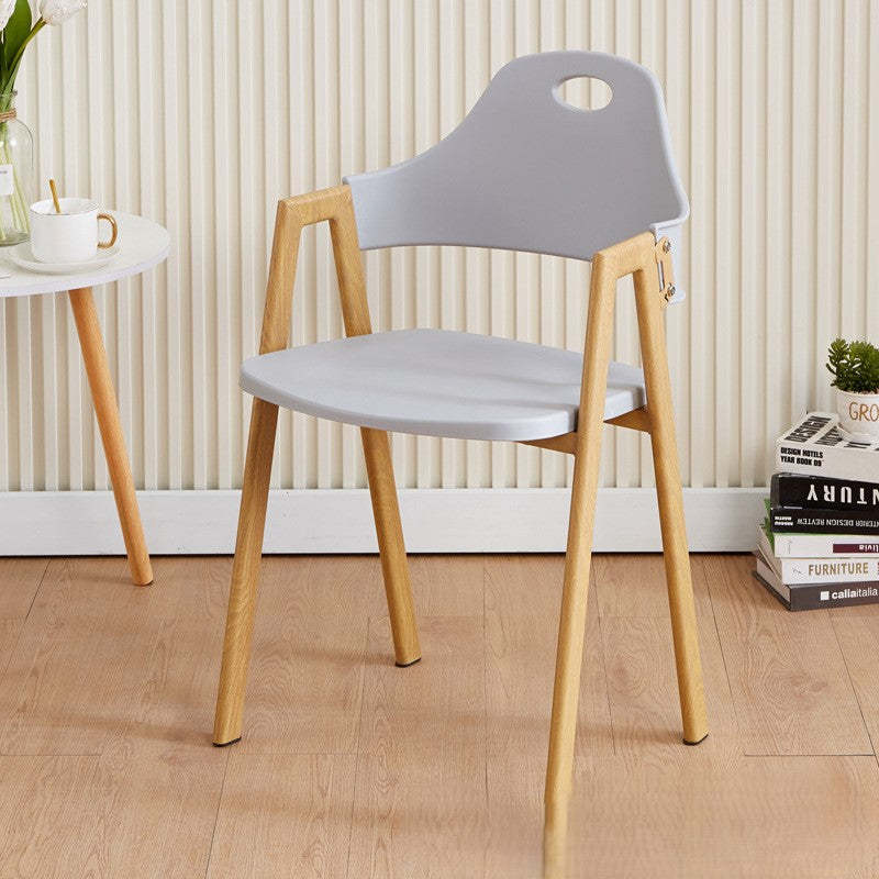 Scandinavian Plastic Wood Oval Dining Chair — Grey