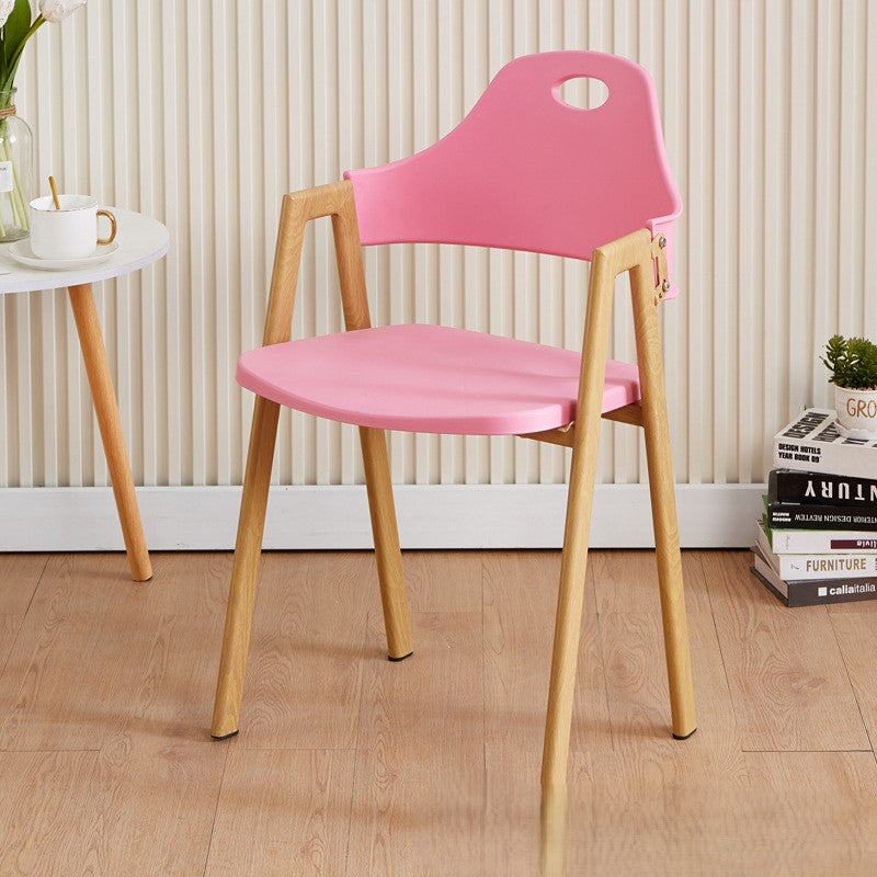 Scandinavian Plastic Wood Oval Dining Chair — Pink