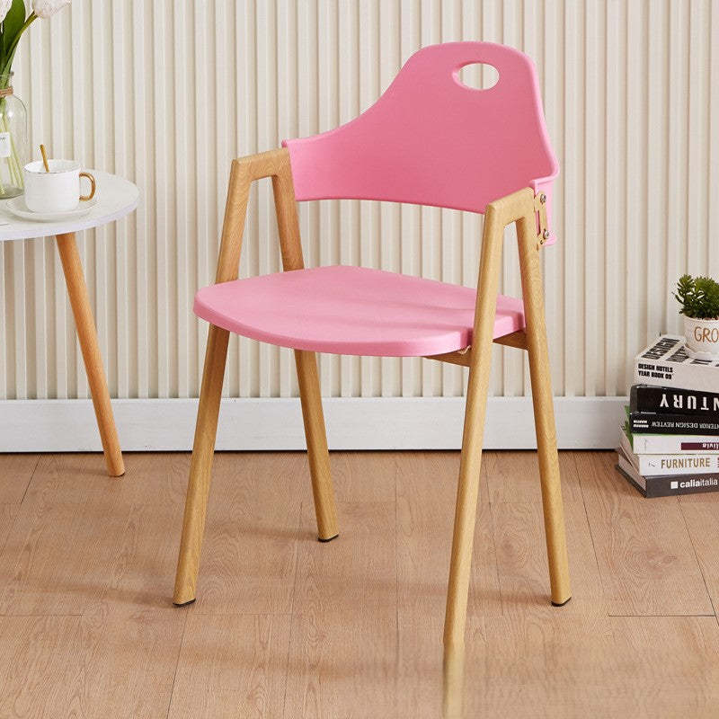 Scandinavian Plastic Wood Oval Dining Chair — Pink