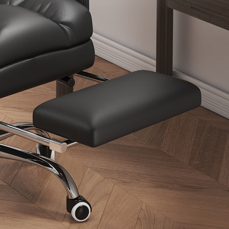 Minimalist Leather Metal Desk Chair — Aluminum / Grey