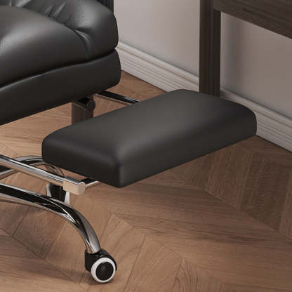 Minimalist Leather Metal Desk Chair — Aluminum / Grey