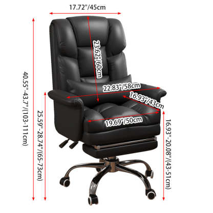 Minimalist Leather Metal Desk Chair — Aluminum / Brown