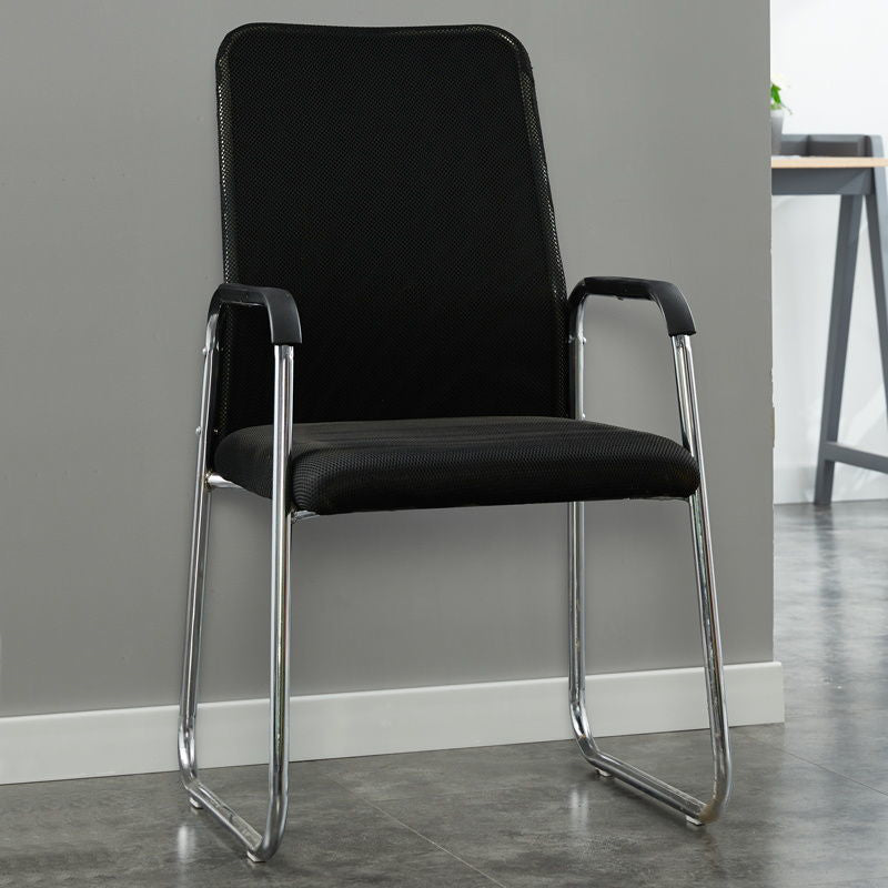 Minimalist Fabric Steel Desk Chair - Black