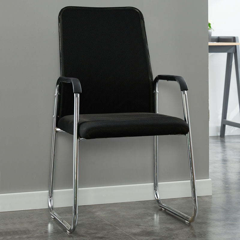 Minimalist Fabric Steel Desk Chair — Black