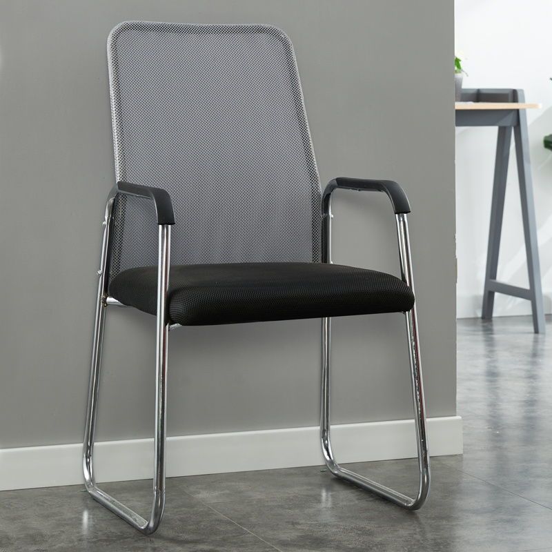 Minimalist Fabric Steel Desk Chair — Gray
