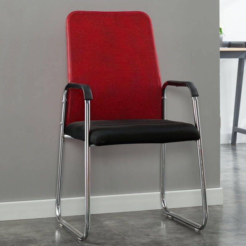 Minimalist Fabric Steel Desk Chair — Red