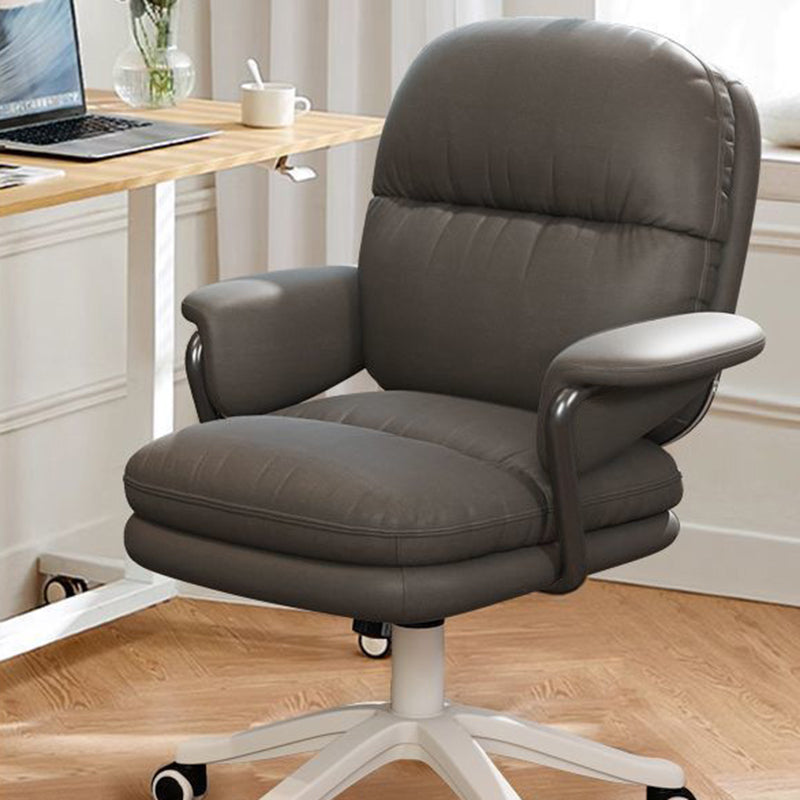 Minimalist Leather Nylon Steel Bread Desk Chair — White Nylon / Deep Grey