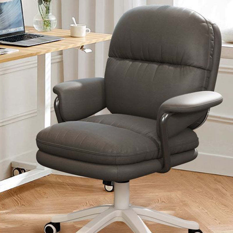 Minimalist Leather Nylon Steel Bread Desk Chair — White Nylon / Deep Grey