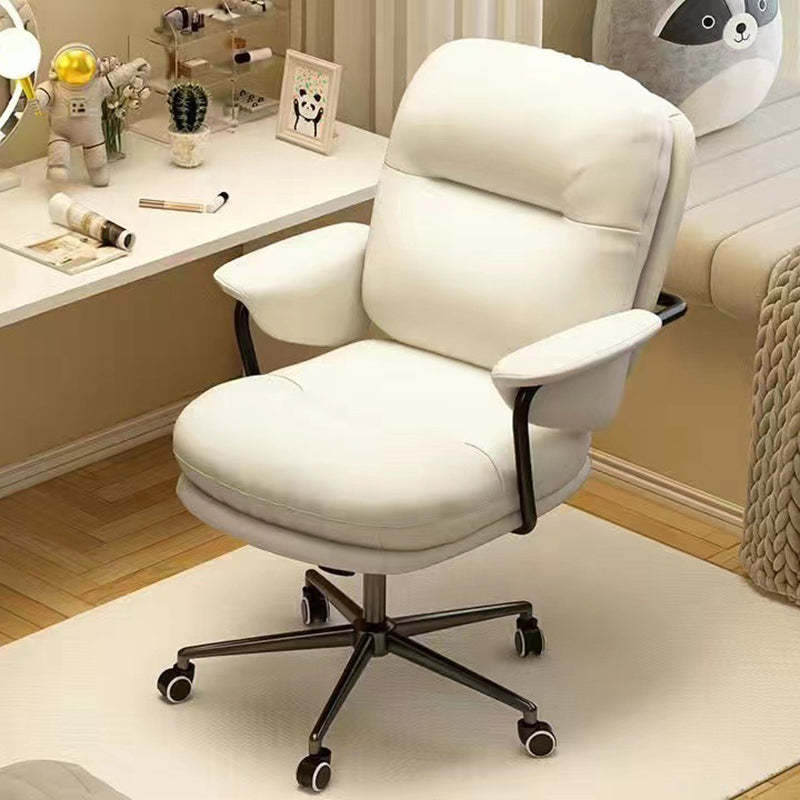 Minimalist Leather Nylon Steel Bread Desk Chair — Black Steel / Deep Grey