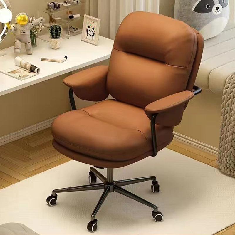 Minimalist Leather Nylon Steel Bread Desk Chair — Black Steel / White