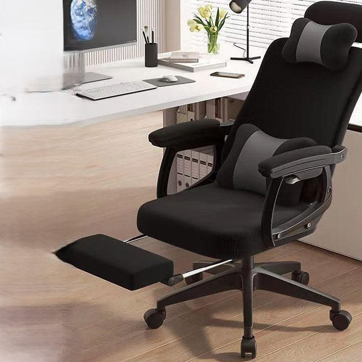 Minimalist Fabric Nylon Desk Chair — With Footrest / Black