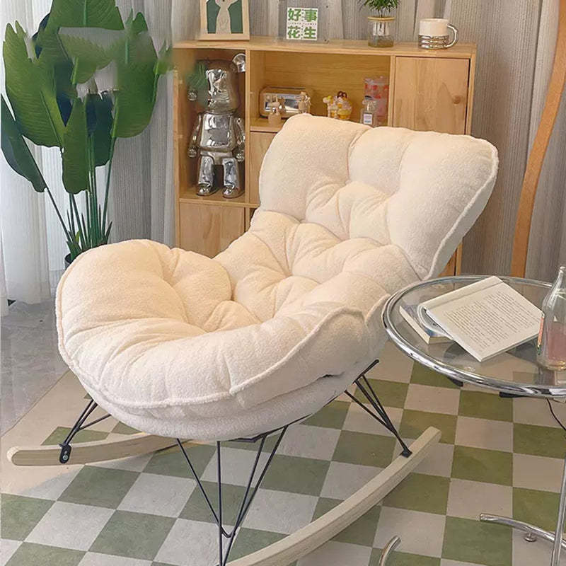 Nordic recliner curved recliner in velvet — White