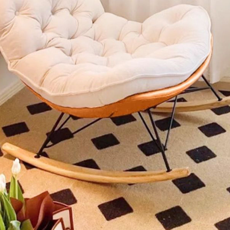 Scandinavian Leather Iron Wood Rectangular Curved Recliner