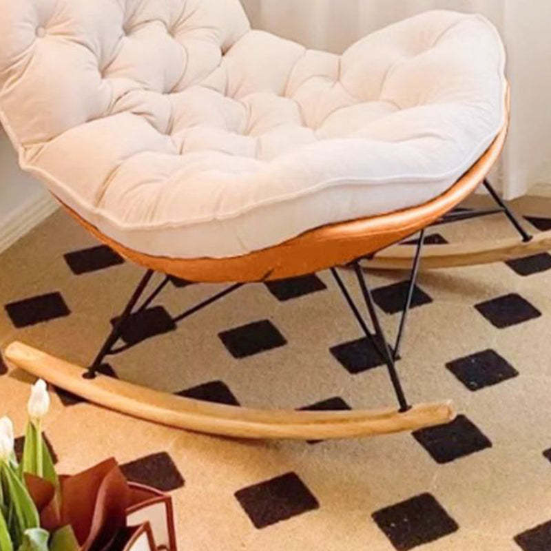 Scandinavian Leather Iron Wood Rectangular Curved Recliner