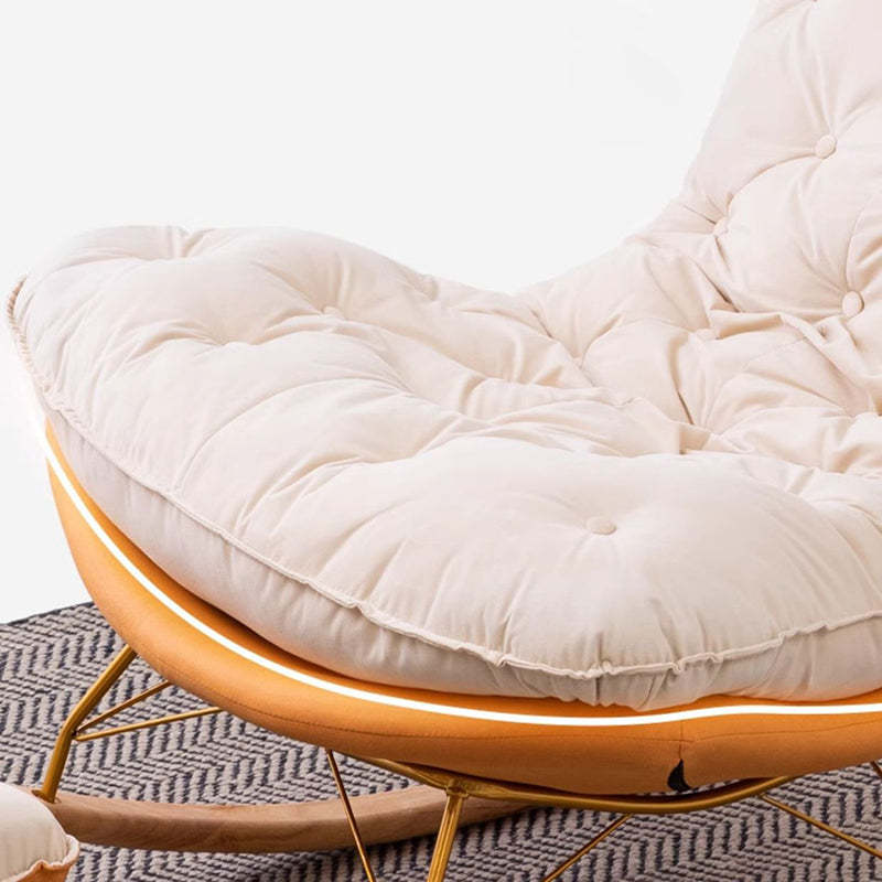 Scandinavian Leather Iron Wood Rectangular Curved Recliner