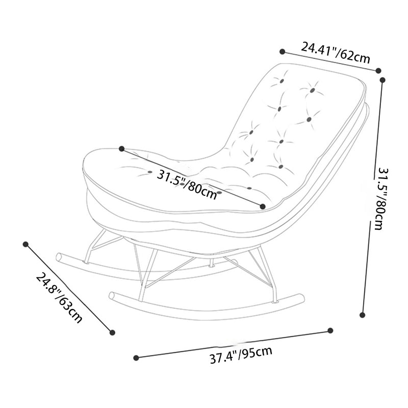 Scandinavian Leather Iron Wood Rectangular Curved Recliner