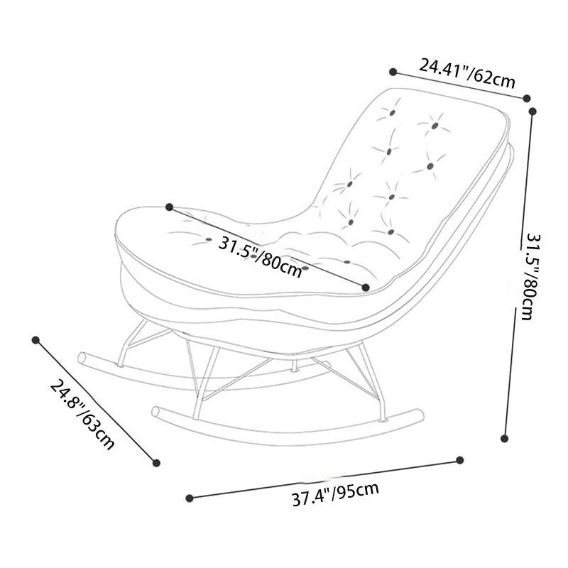 Scandinavian Leather Iron Wood Rectangular Curved Recliner