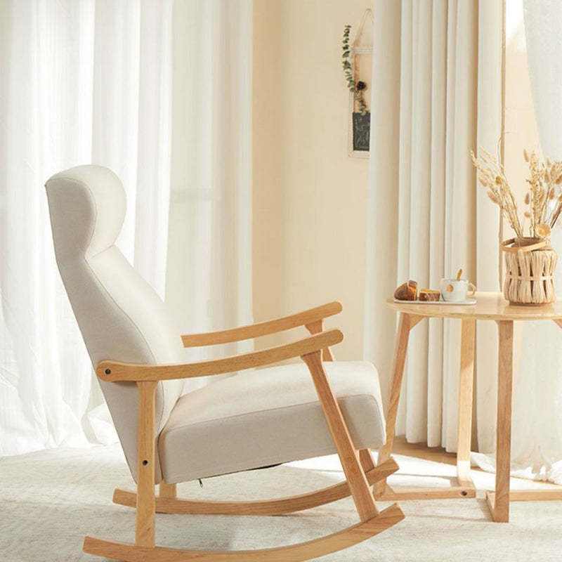 Scandinavian Wood Curved Recliner — With Footrest / Brown