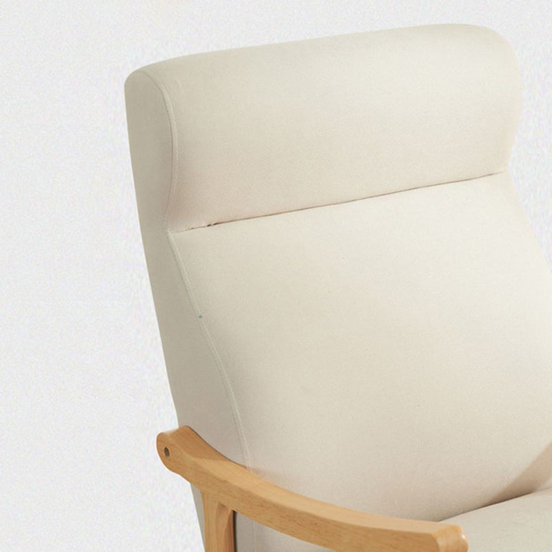 Scandinavian Wood Curved Recliner — With Footrest / Light Grey