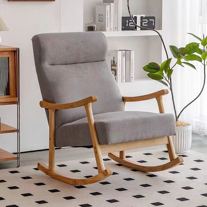 Scandinavian Wood Curved Recliner — Without Footrest / Light Grey