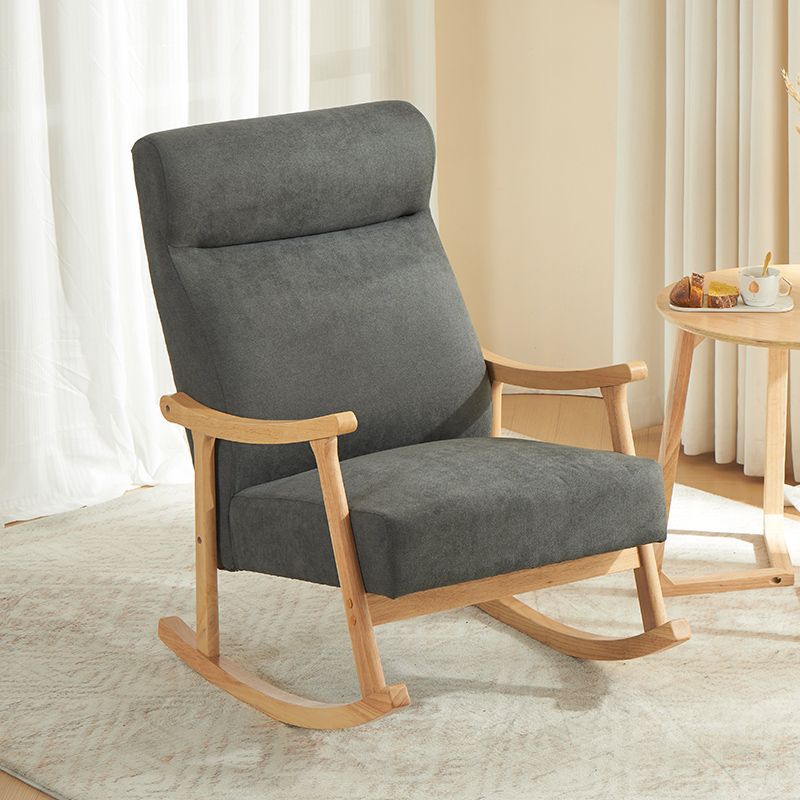 Scandinavian Wood Curved Recliner — Without Footrest / Deep Grey