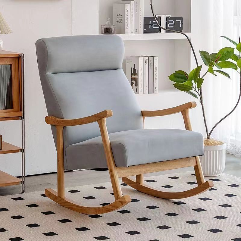 Scandinavian Wood Curved Recliner — Without Footrest / Deep Green
