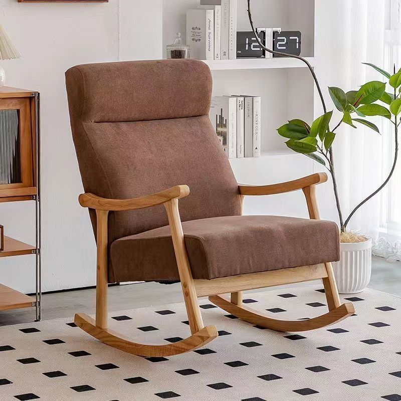 Scandinavian Wood Curved Recliner — Without Footrest / Brown