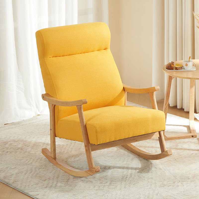 Scandinavian Wood Curved Recliner — Without Footrest / Yellow