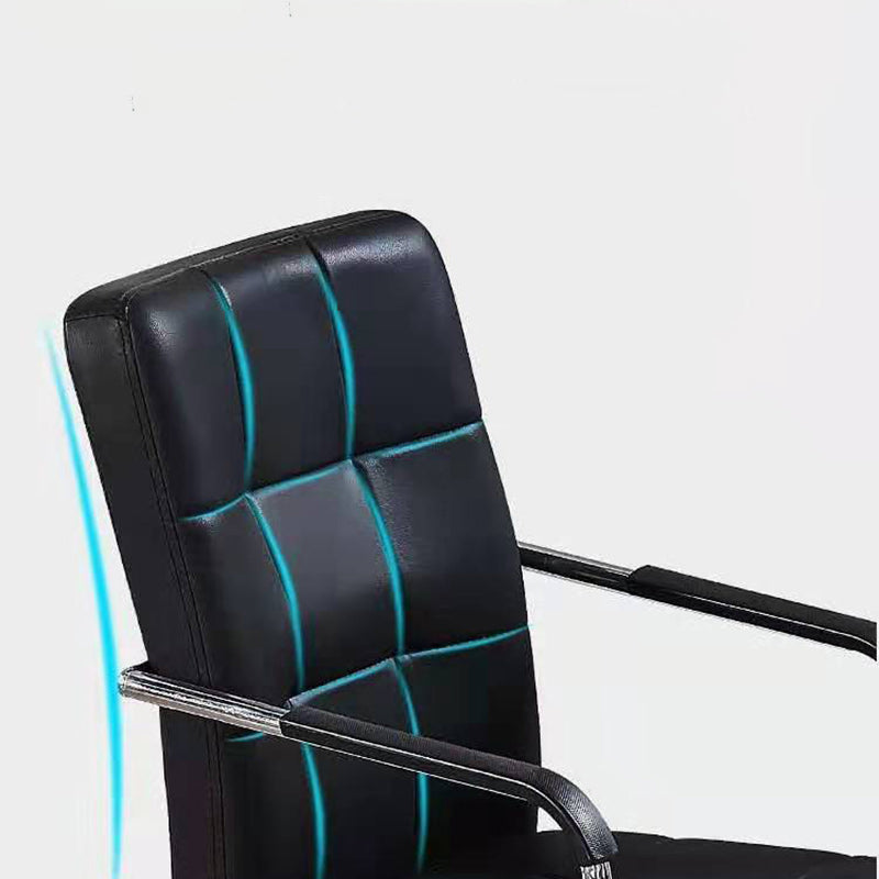 Minimalist Leather Steel Desk Armchair — Navy Blue