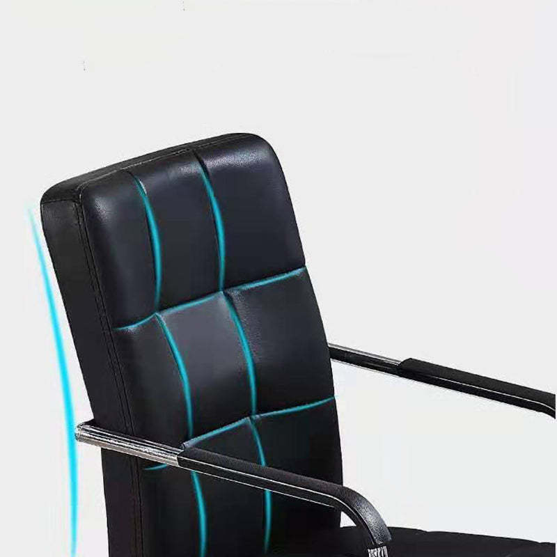 Minimalist Leather Steel Desk Armchair — Navy Blue