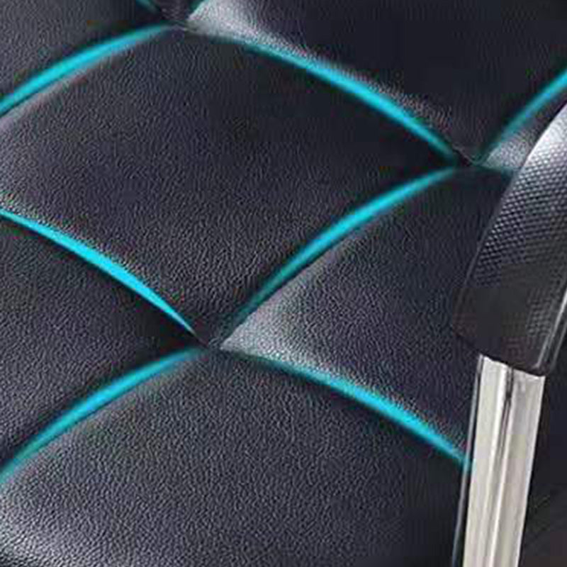 Minimalist Leather Steel Desk Armchair — Black