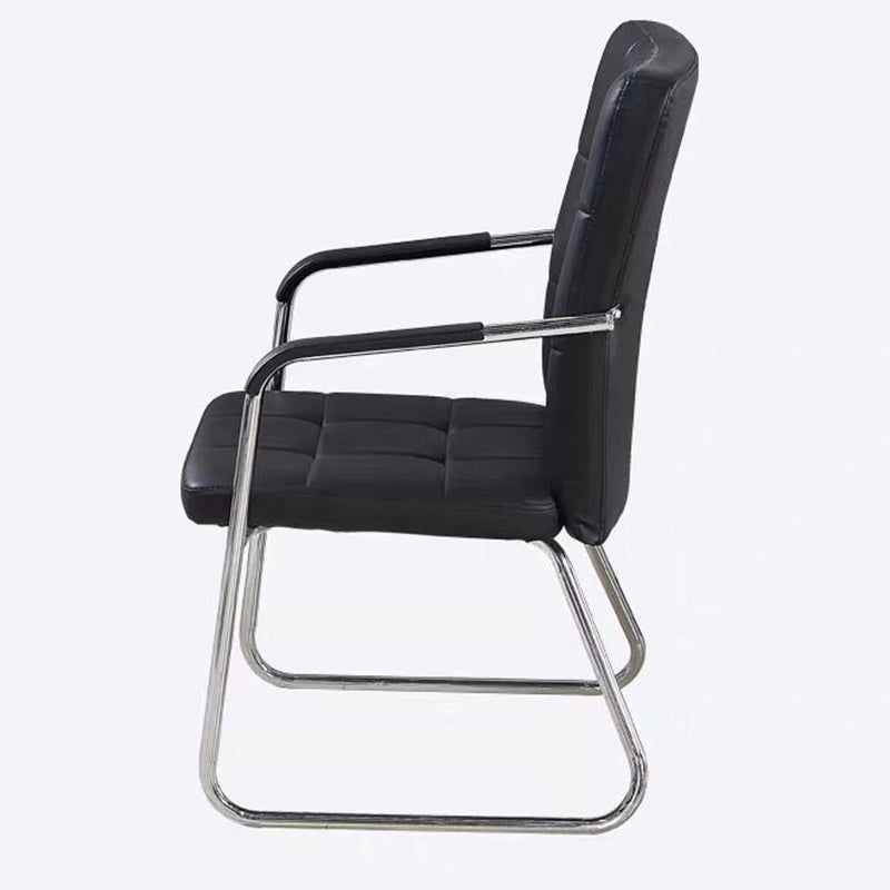 Minimalist Leather Steel Desk Armchair — Brown