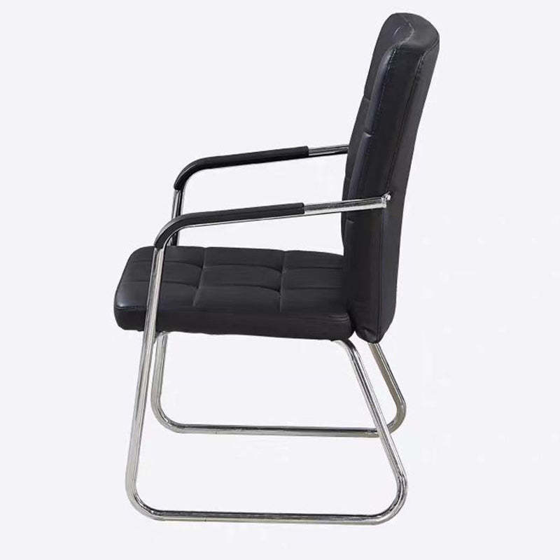 Minimalist Leather Steel Desk Armchair — Brown