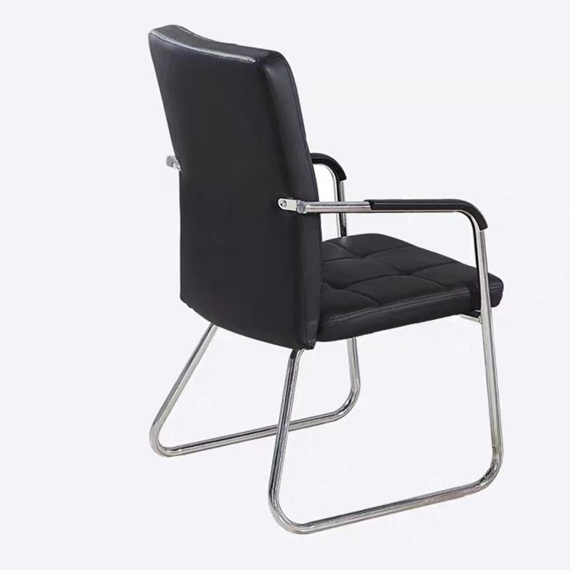 Minimalist Leather Steel Desk Armchair — Champagne