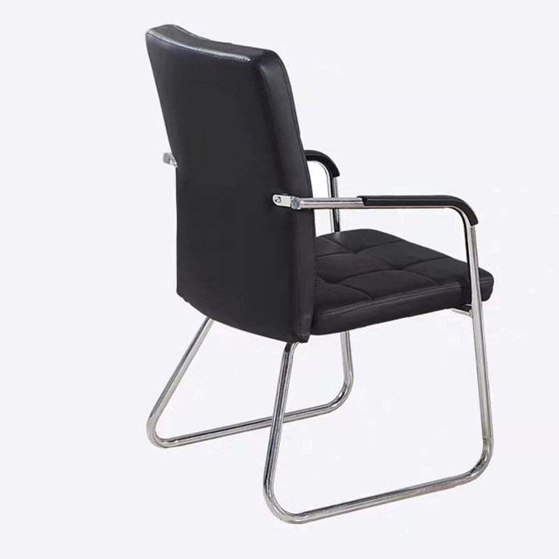 Minimalist Leather Steel Desk Armchair — Champagne