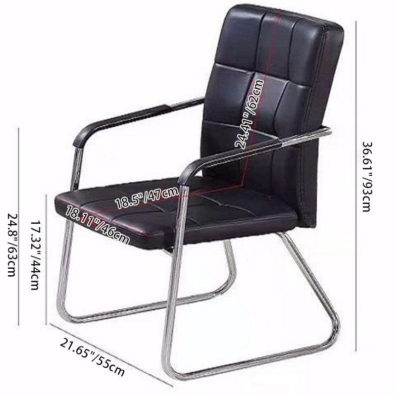 Minimalist Leather Steel Desk Armchair — Dark Brown