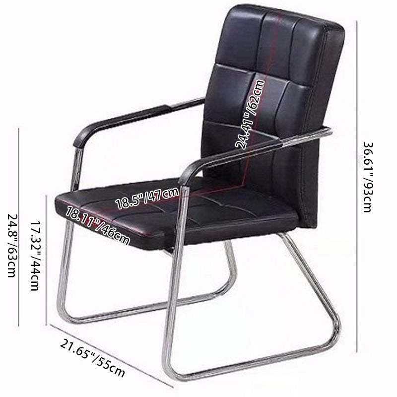 Minimalist Leather Steel Desk Armchair — Dark Brown